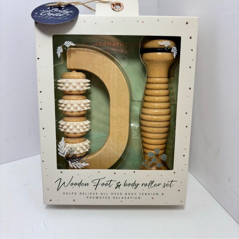 Aromatherapy Rituals Wooden Foot&body roller‎ set New